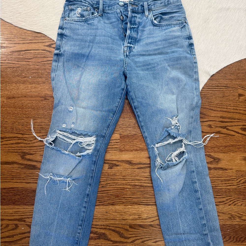 Frame Denim Light Blue Distressed Boyfriend Jeans